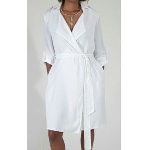 💃 tie waist trench white sheer coat